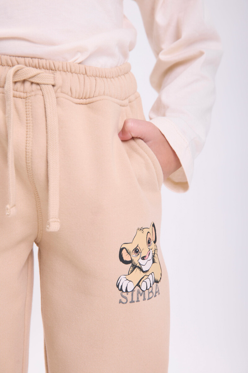 Pantalón deportivo jogger estampa Beige