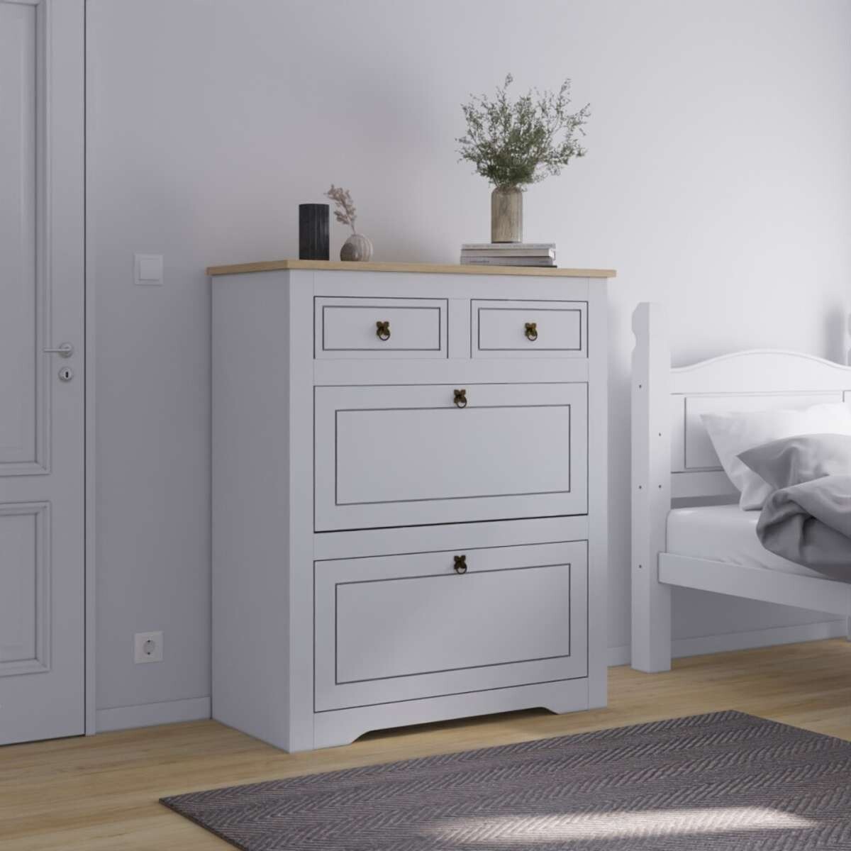 Comoda Zapatera Madera Maciza Linea Mexicana - Linea Mexicana 