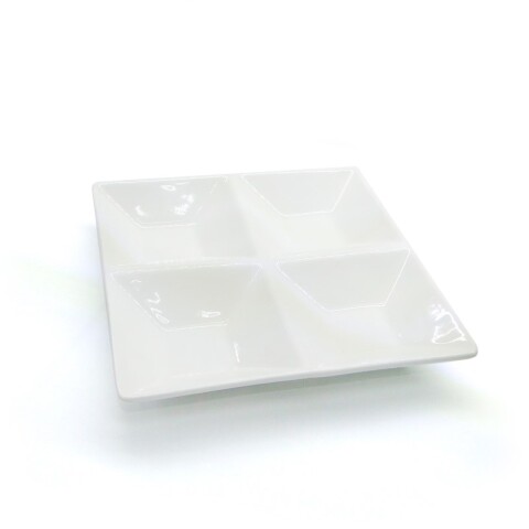 OUTLET Salsera cuádruple de porcelana blanca 15x15x2,5 cm Unica