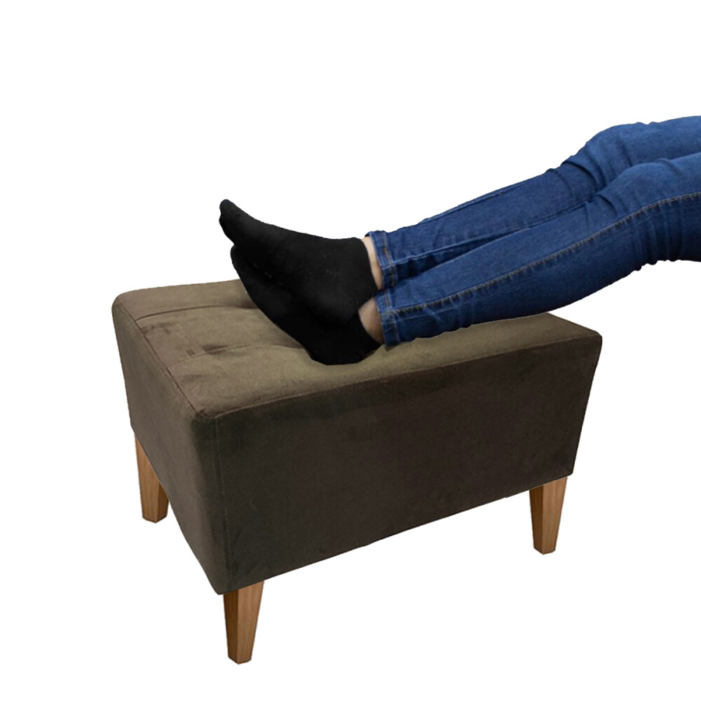 Puff tela y patas de madera Marrón