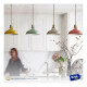 Lampara Colgante De Techo Metal Nordica Blanco Negro Luz Azul