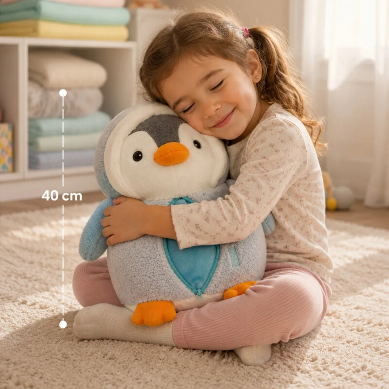 Manta De Apego Peluche C/Frazada 1.60m X 1.00m Inf. Pingüino