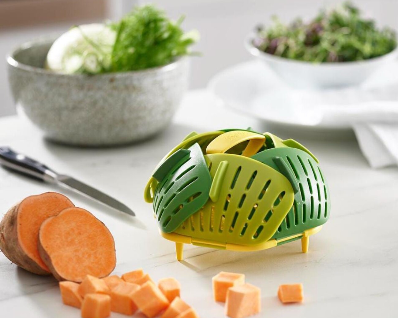 Cesta de vapor plegable – verde Cesta de vapor plegable – verde