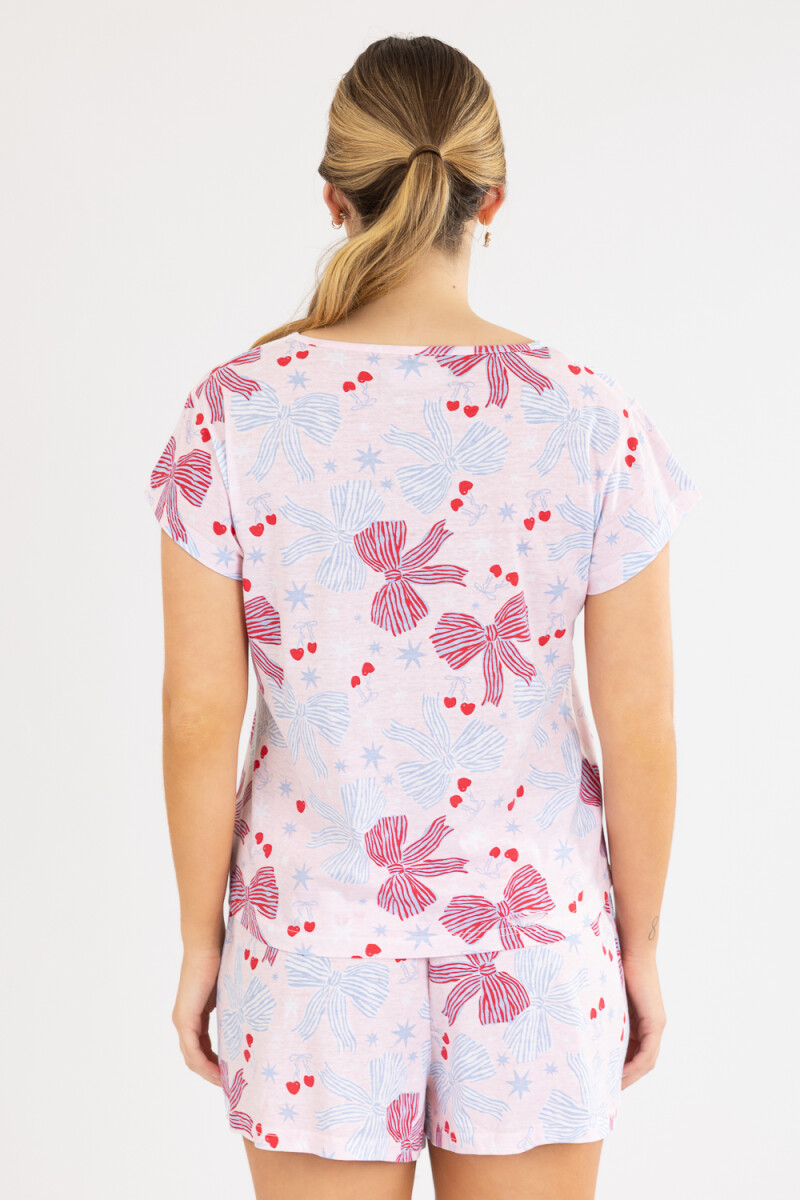 Red bow short Cherry blossom