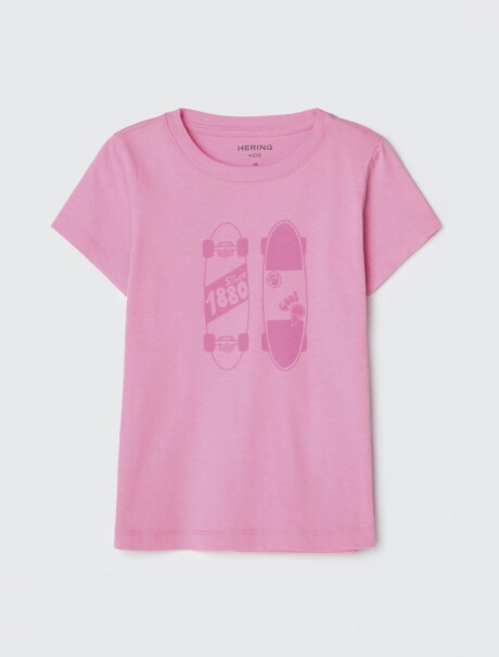 CAMISETA INFANTIL CON ESTAMPA ROSA