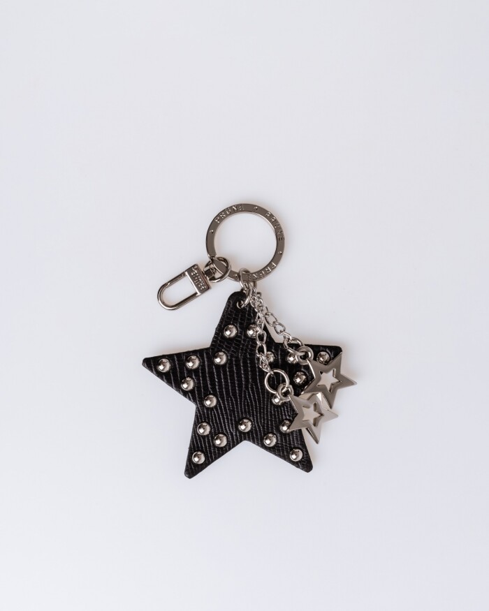 Llavero Kenia En Cuero Grabado Croco Lagarto Negro