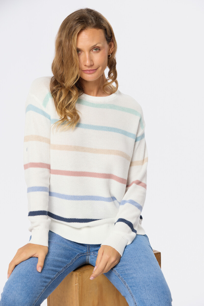 BUZO TEJIDO RAYADO - Beige 