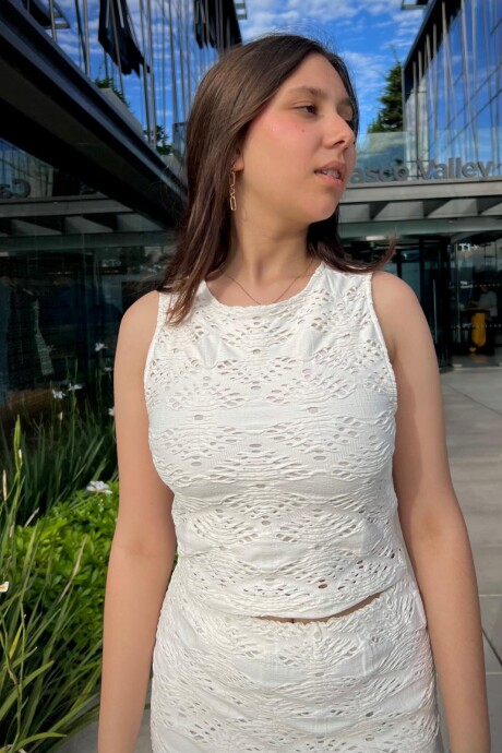 Blusa Cropped sin mangas Leoncia Beige