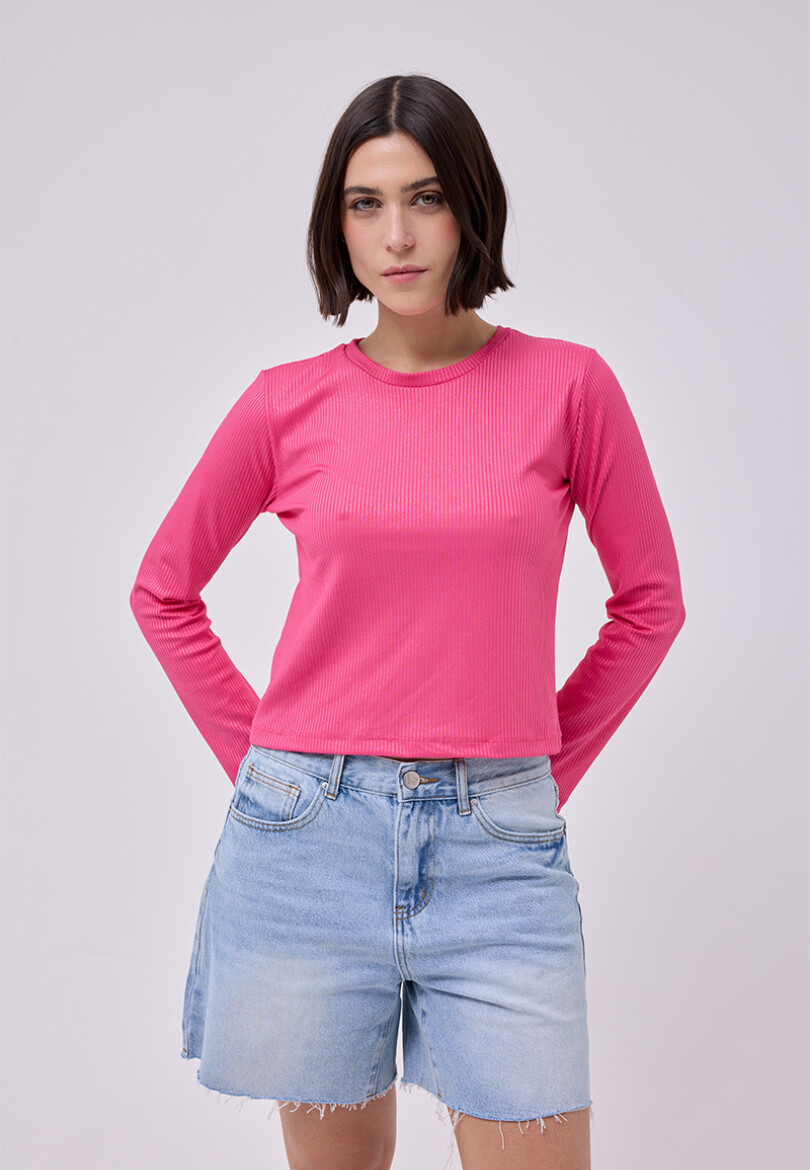Remera Flora Fucsia