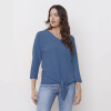 Blusa Ribs Nudo CELESTE OSCURO