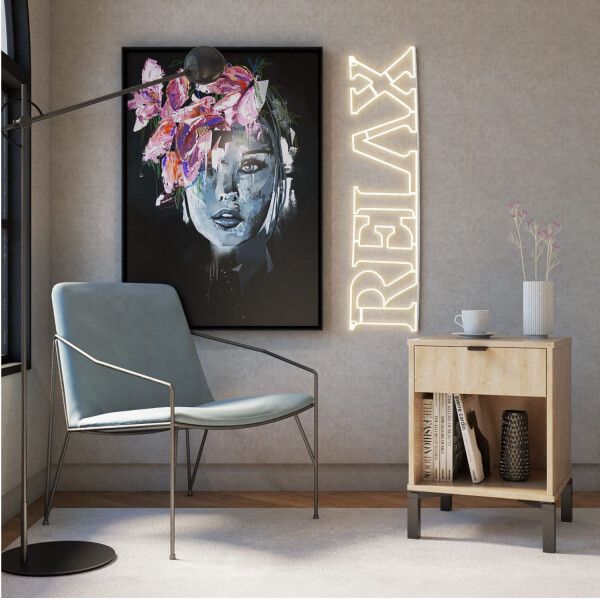 Mesa De Luz Stella Mszx601ma Mdf Cajón Estante MESA DE LUZ STELLA