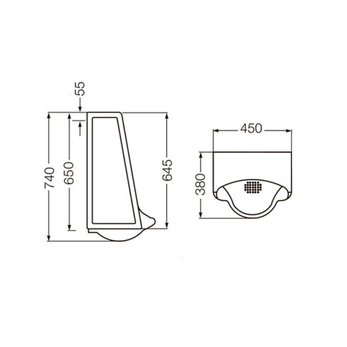 Mingitorio mural corto LOZA Blanco Ferrum BLANCO