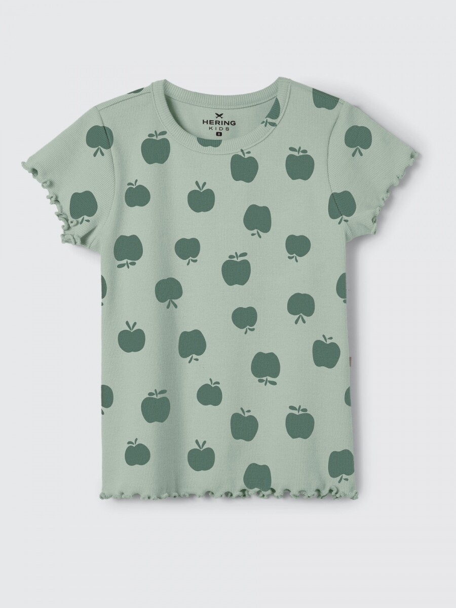 BLUSA CON ESTAMPADO EN TELA ACANALADA - VERDE 