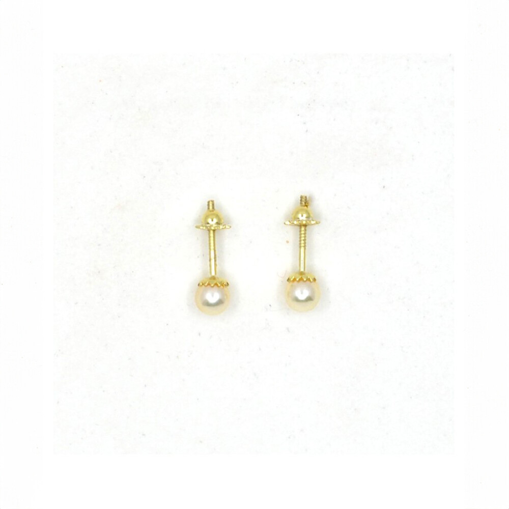 4.5 Mm Caravanas En Oro 18K Y Perlas De Cultivo 4.5 Mm Caravanas En Oro 18K Y Perlas De Cultivo