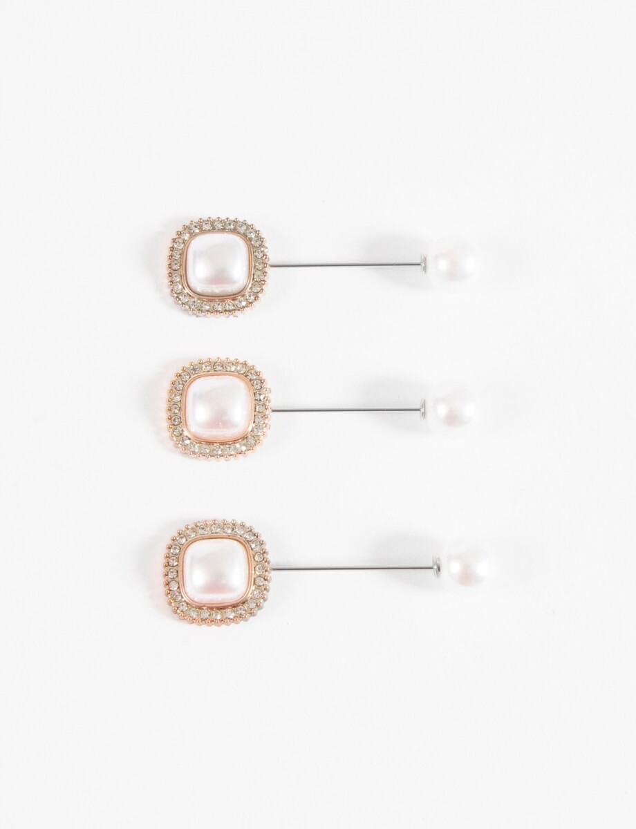 Prendedor perla strass circulo - crudo 