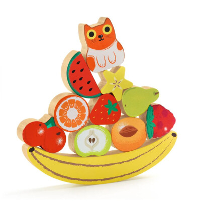 Juego de equilibrio y puzzle de madera Fruta Djeco Juego de equilibrio y puzzle de madera Fruta Djeco