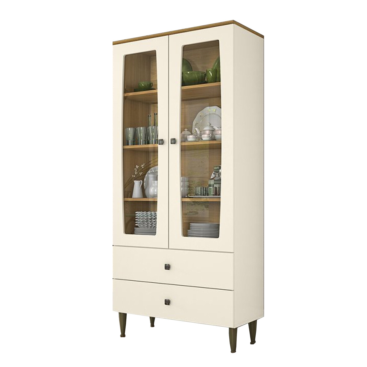 CRISTALERO 2 PUERTAS EN VIDRIO 2 CAJONES COPERO BOTELLERO ARMARIO ESTANTERÍA 