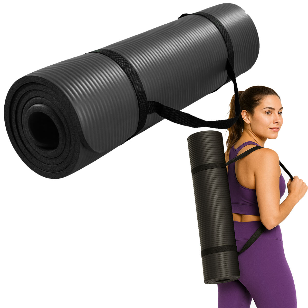 Colchoneta De Yoga Antideslizante 15mm - Negro 