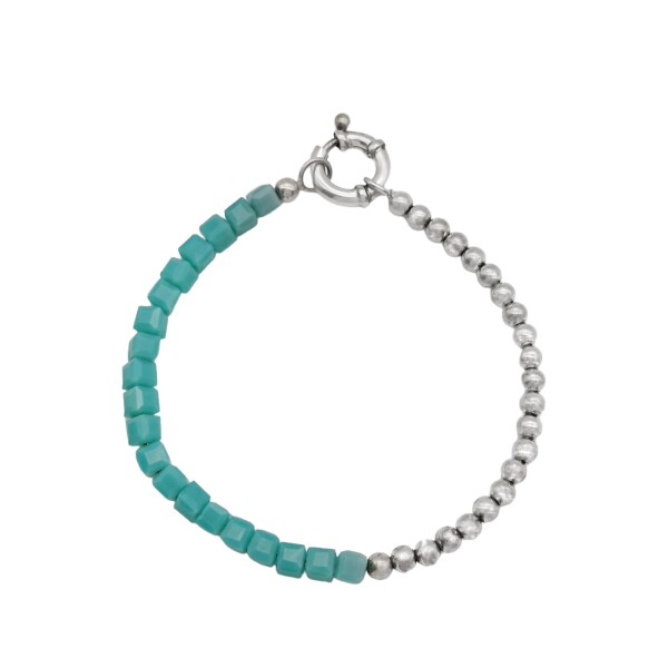 Pulsera cuadrados-Plata 925-Resina verde-PU3027 sinpiedra