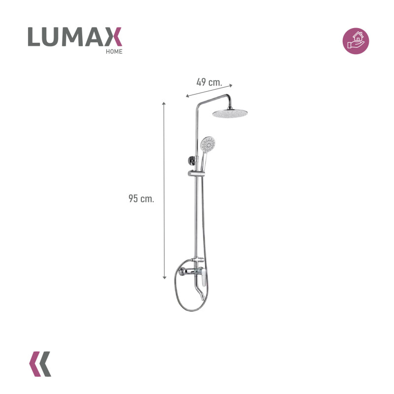 Barra columna ducha redonda inox con soporte y diseño moderno para baño Barra columna ducha redonda inox con soporte y diseño moderno para baño