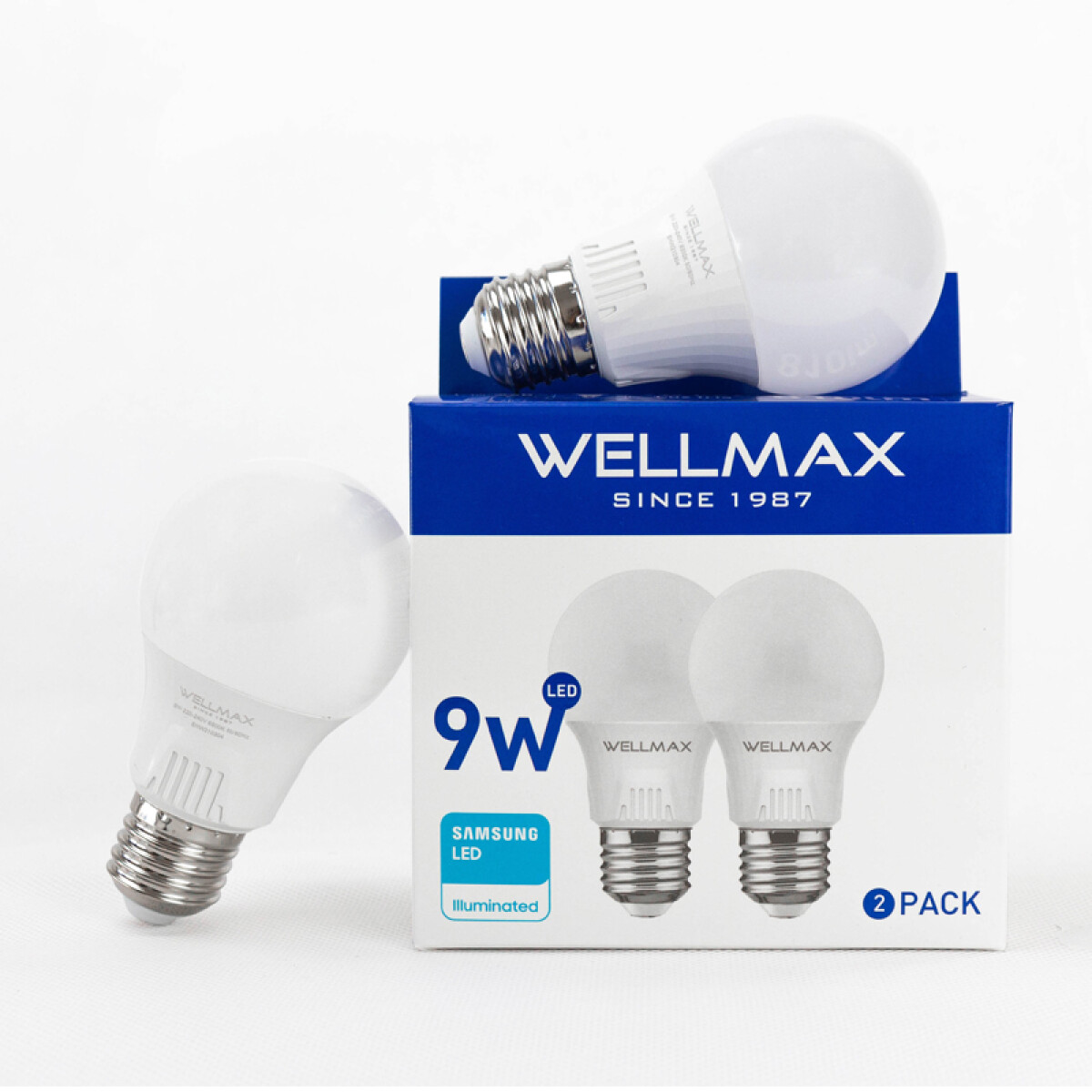 PACK 2PCS LAMP. LED 9W (EQUIVALE 75W) A60-E27 FRIA WELLMAX + 
