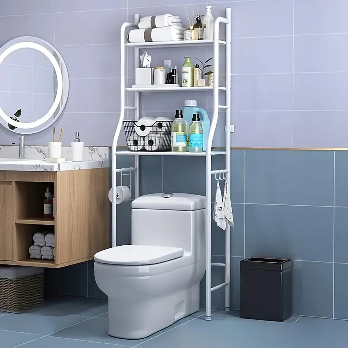 Estante Armario Mueble Organizador Baño Inodoro Metal Acero 