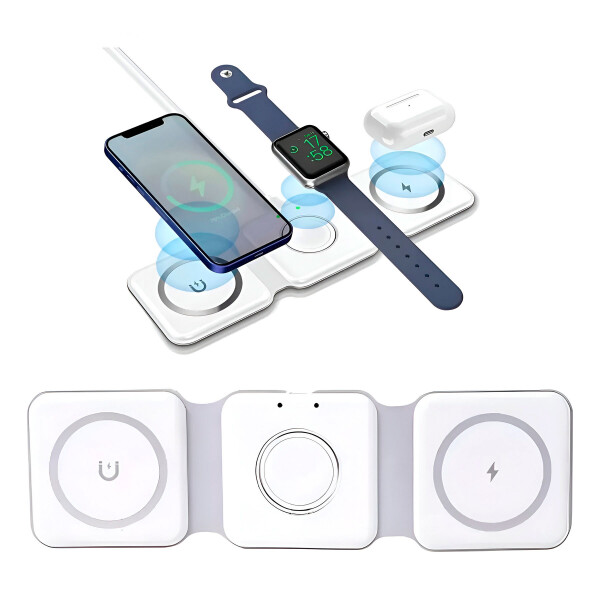 Cargador Magnético Portátil Plegable 3 En 1 Tipo Usb C 15W Cargador Magnético Portátil Plegable 3 En 1 Tipo Usb C 15W