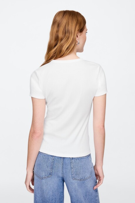 Remera Rib Cuello Redondo Mujer White Uk