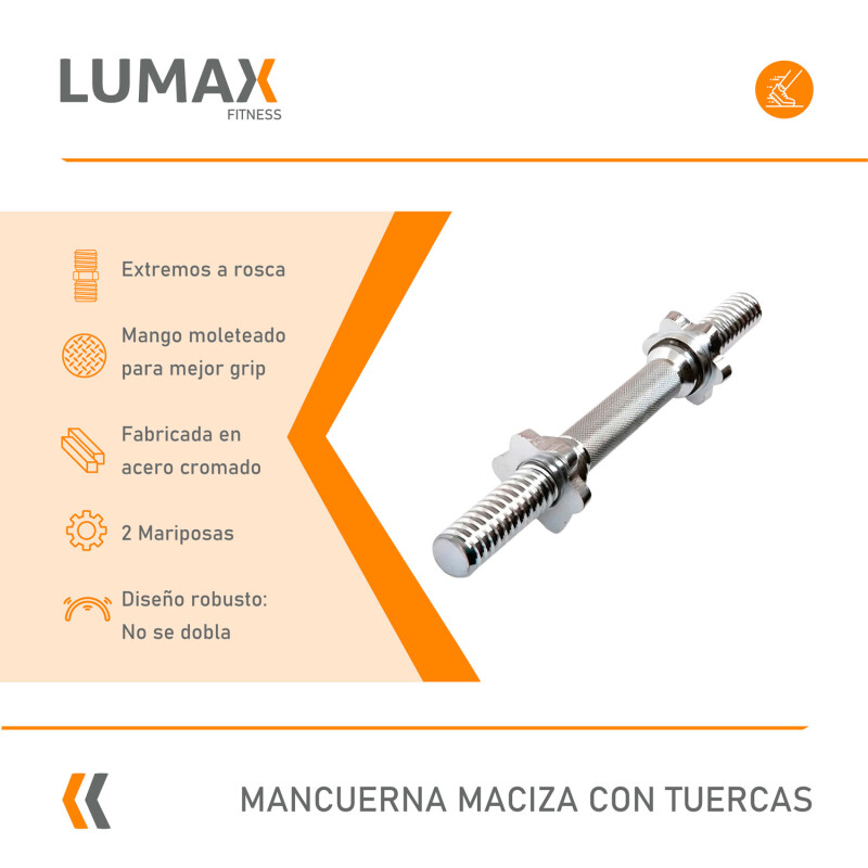 Mancuerna Maciza Cromada Con Tuercas Rosca