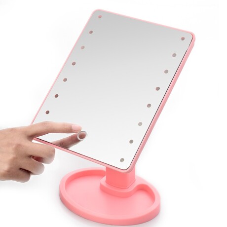 Espejo Para Maquillaje 16 Luces Led Táctil Rotación 360º Rosa