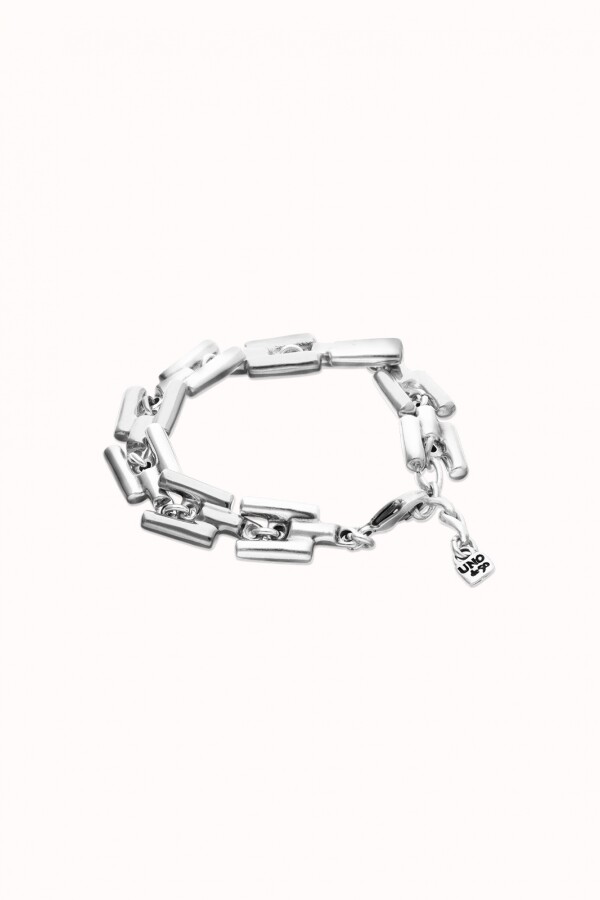 PULSERA DE ALEACIÓN DE METALES BAÑADA EN PLATA DE LEY CON ESLABONES Pulsera