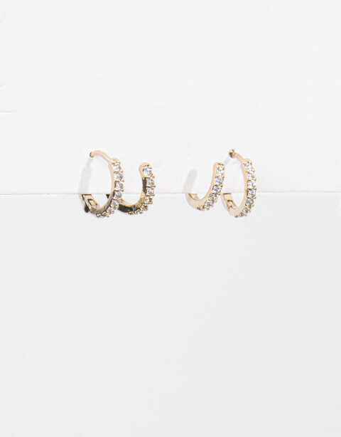 Aros Argollas Strass Set De Argollas Con Cubic Zirconia - Dorado