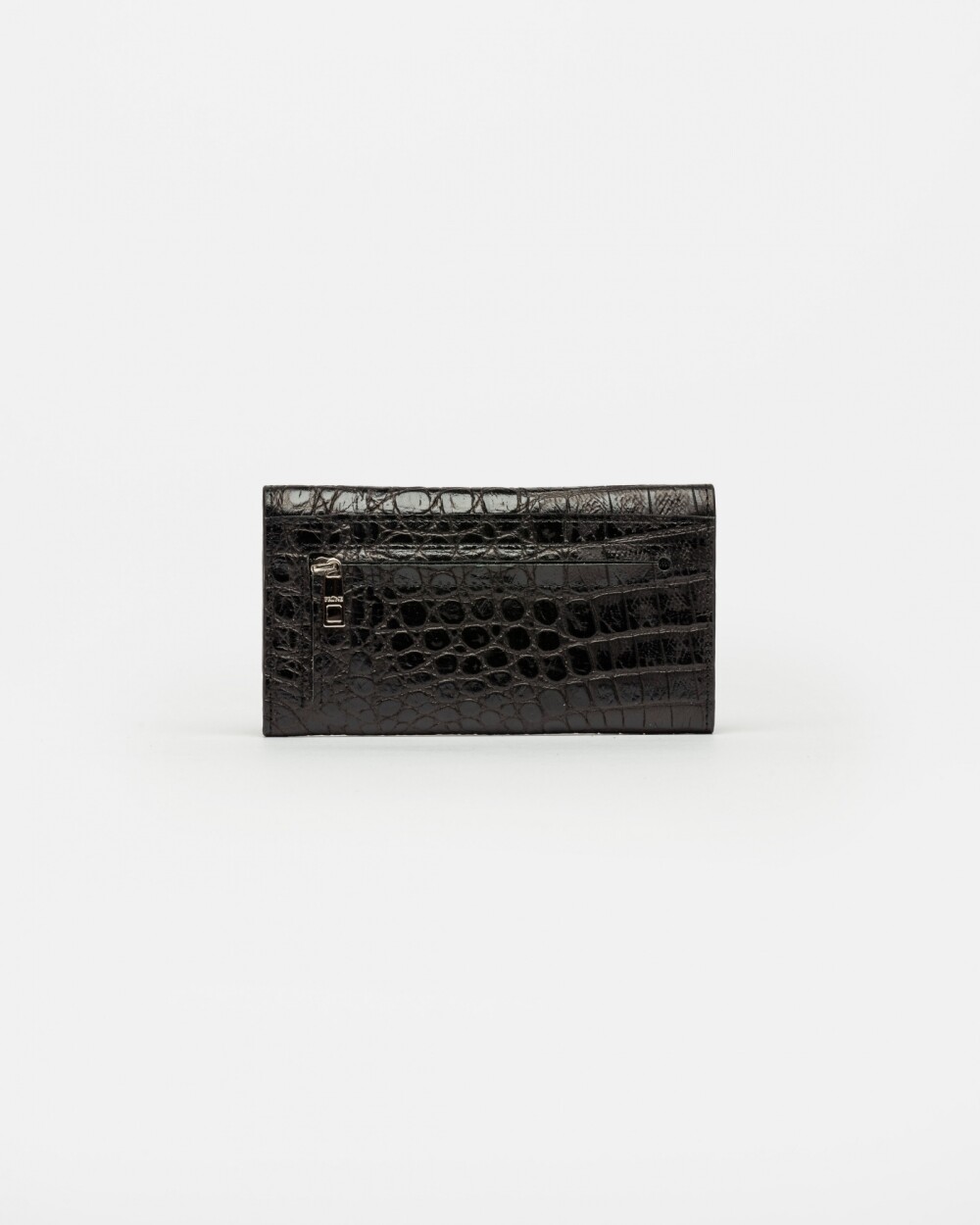 Billetera Cataluña En Cuero Grabado Croco Negro