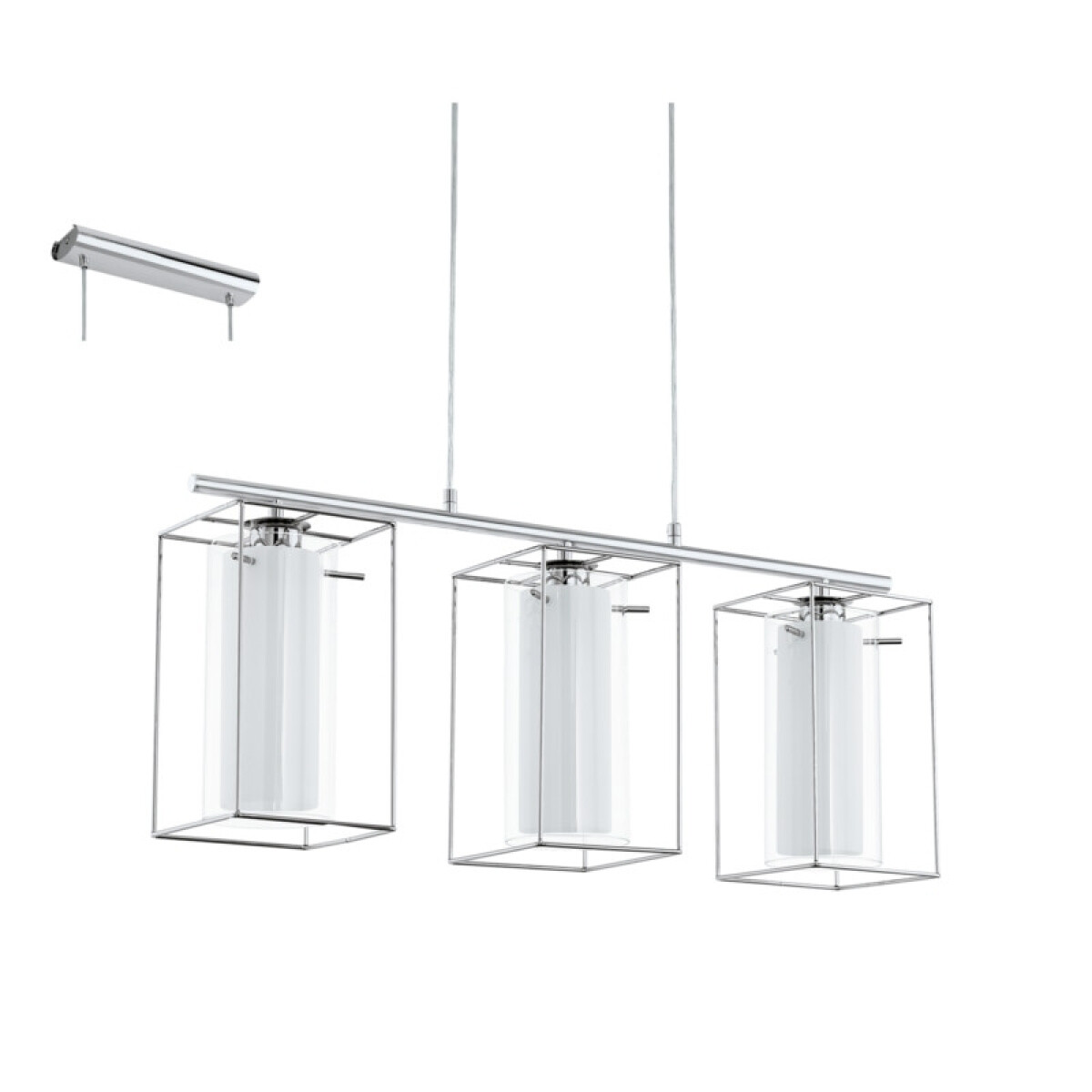 Lámpara colgante metal cromo/vidrio opal LONCINO - EG0242 