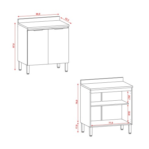 Modulo Bajo Mesada Para Cocina Dos Puertas De 80 cms. GAMAS DE BEIGE