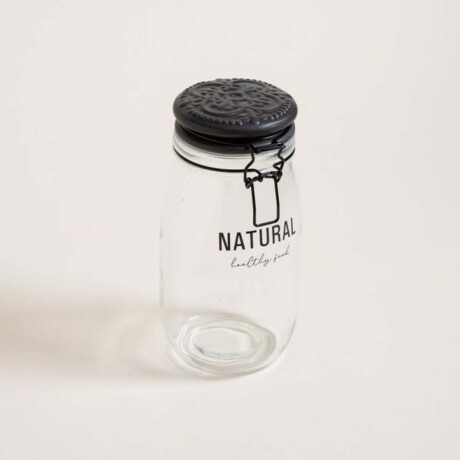 Frasco Recipiente Natural 1.5Lt en Vidrio y Tapa Cerámica Negro