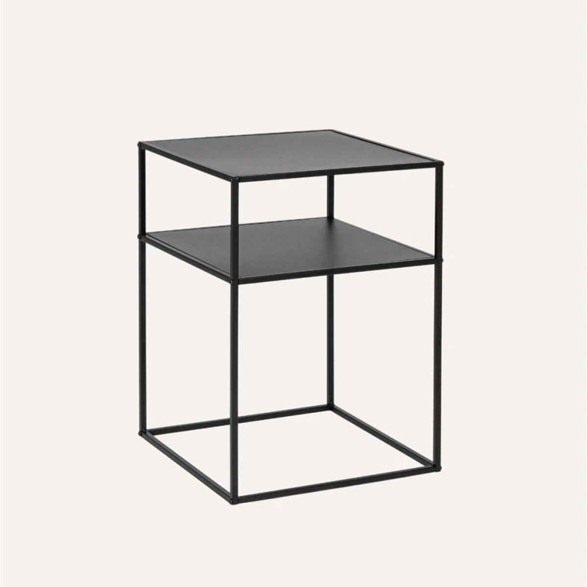 Mesa Auxiliar 2 Niveles Metal 37,5x37,5 cm Estilo Industrial - Negro 