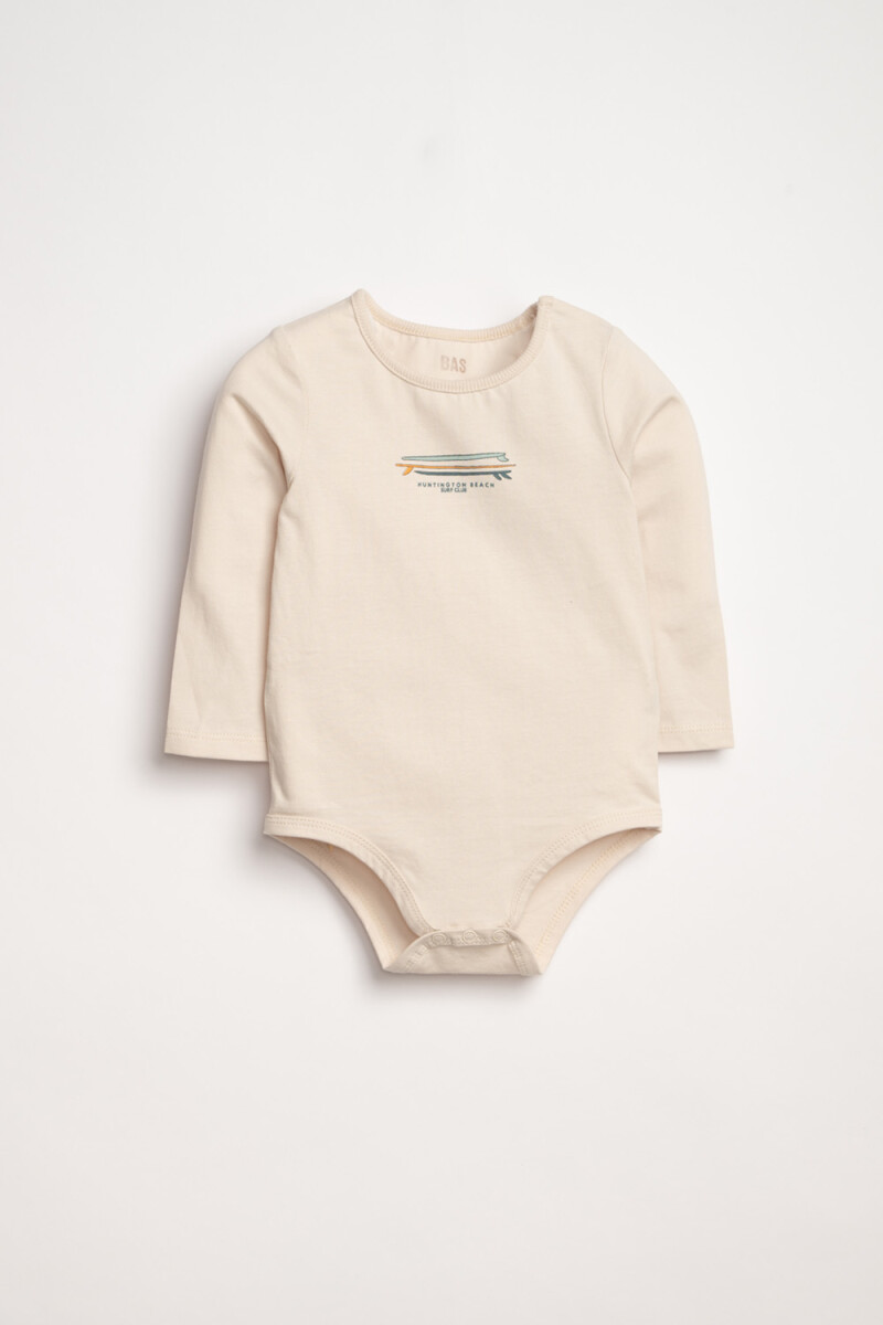Body manga larga estampado - Surf Crema 