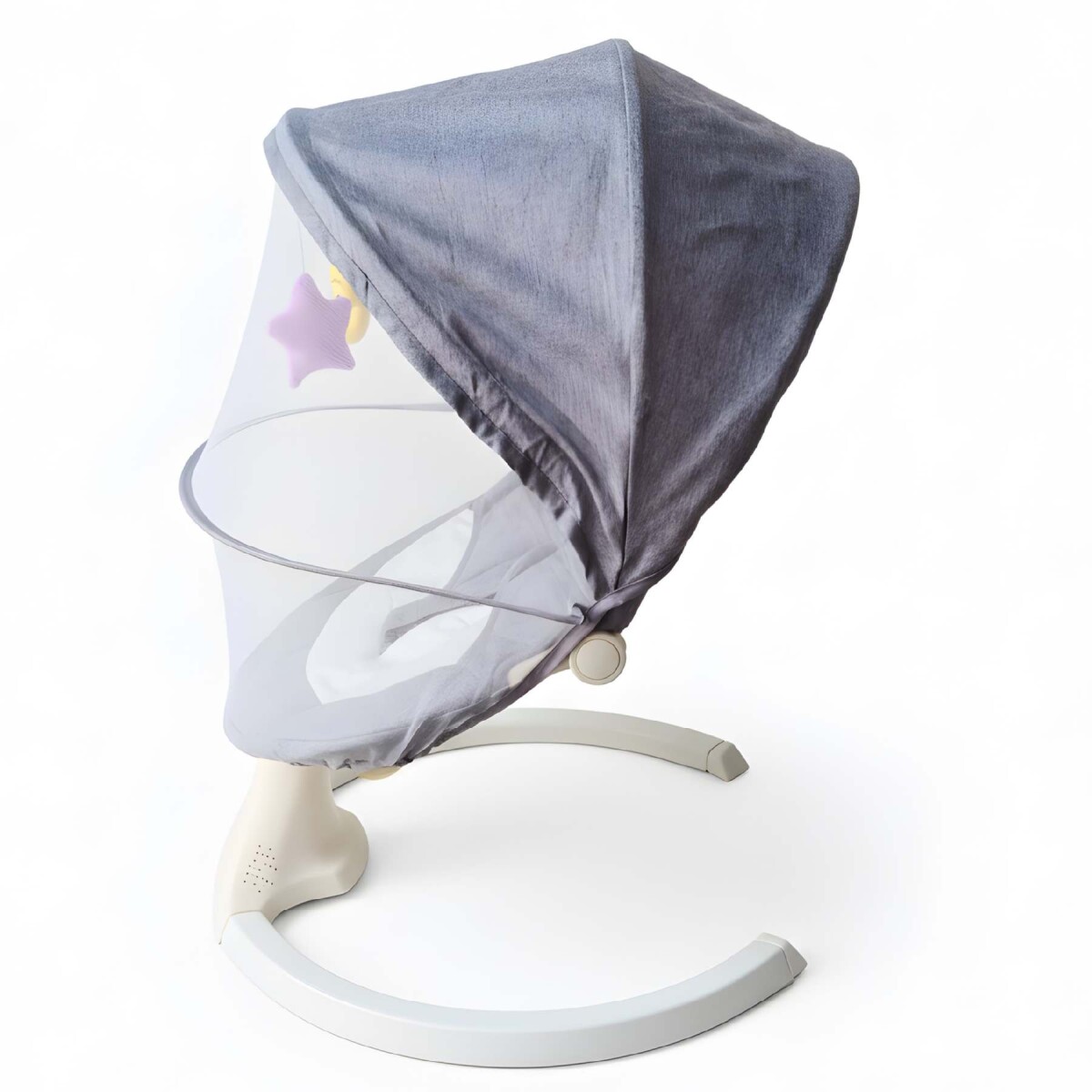Silla Mecedora Bebé 5 Niveles Control Bluetooth Tul Mesita - Gris 