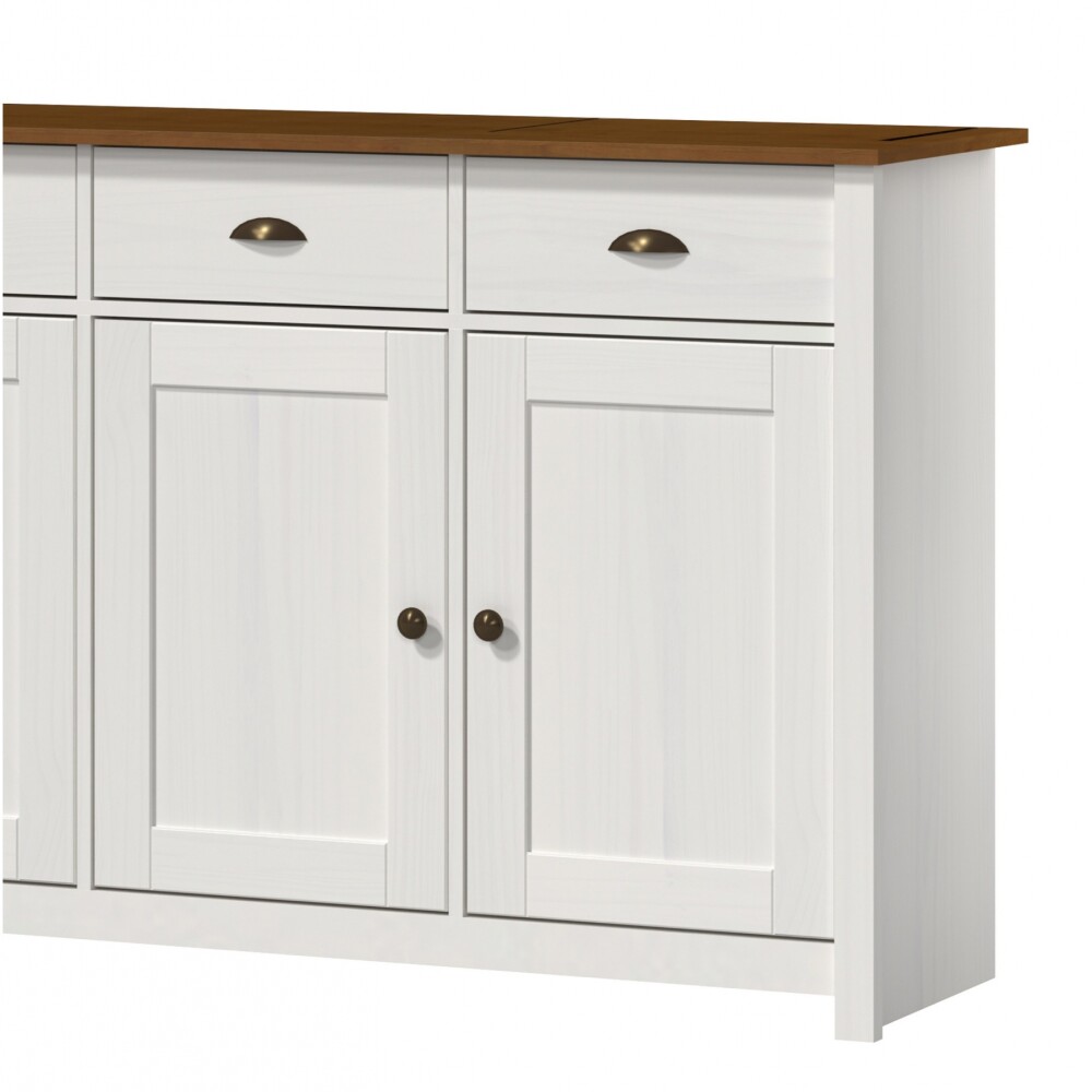 Aparador - 4 Puertas - 4 Cajones - Línea Colonial Blanco/Freijo