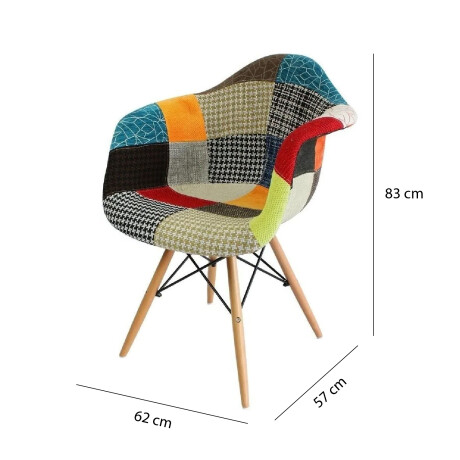SILLA DE COMEDOR EAMES CON APOYABRAZO Silla Eames Patchwork con Posabrazos