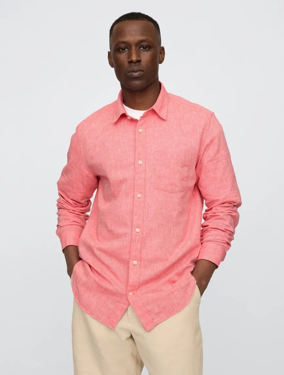 Camisa De Lino Hombre - Fresh Coral 