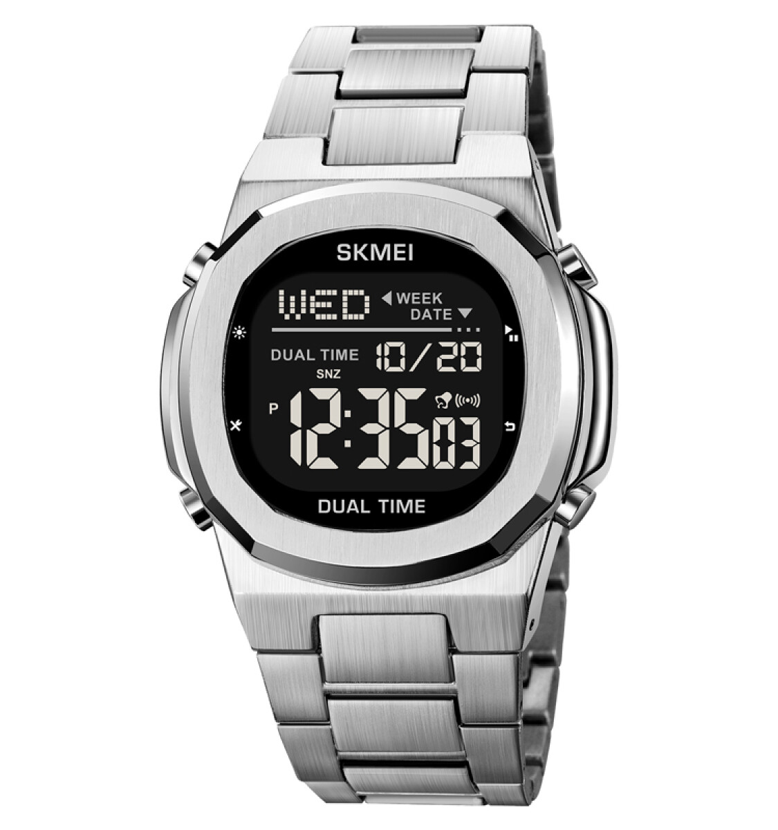 Reloj Skmei 2004sibk Digital Unisex Plateado Con Pantalla Negra 