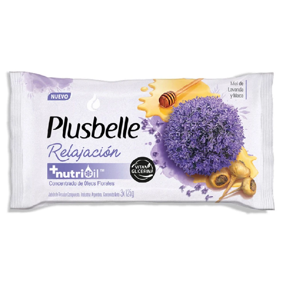 PLUSBELLE JABON PACK X 3 RELAJANTE 125GR