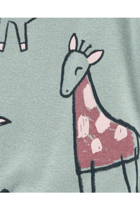 Pijama una pieza de algodón con pie, diseño animales Sin color