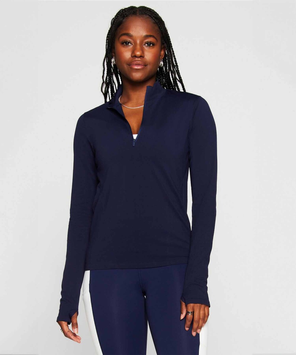 Polo Manga Larga Feather Tech+ Half-Zip Top Mujer - Deep Navy 