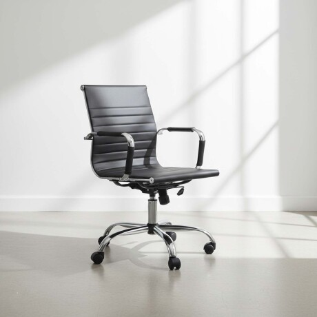 SILLA DE ESCRITORIO SIMIL-CUERO NEGRO D-101