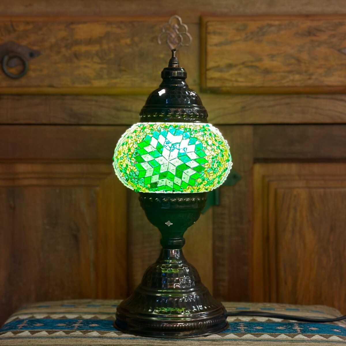 Lámpara vitraux de mesa TM12 - Estrella verde 