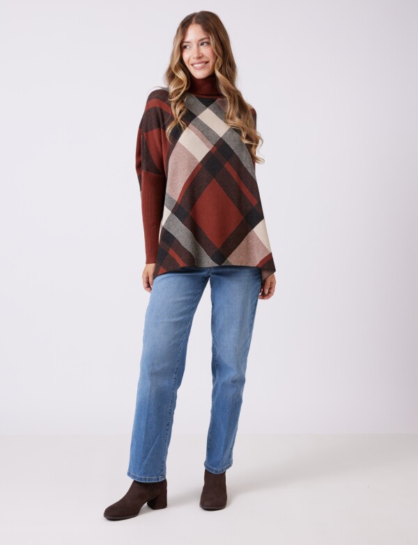 Polera Poncho Oversize MULTI/MARRON