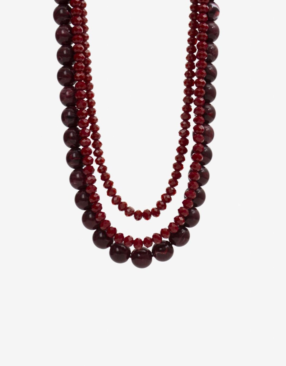 Collar Corto Layer Beads - Rojo Medio 